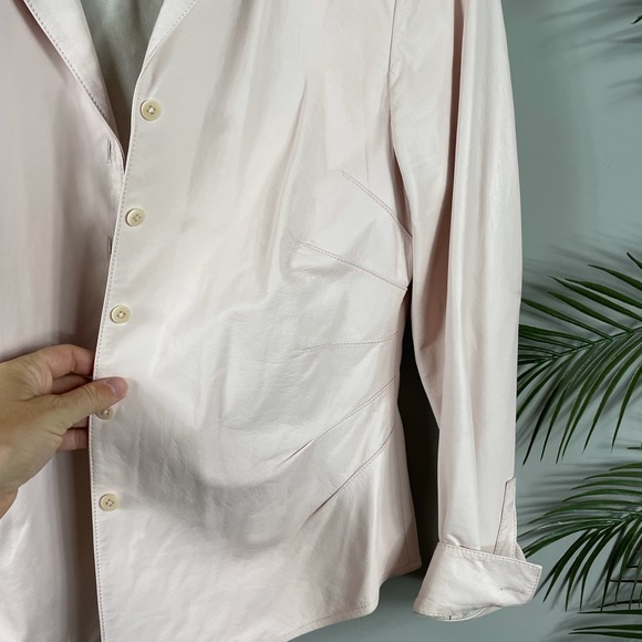 Lafayette 148 Pink Lambskin jacket top - Picture 4 of 10